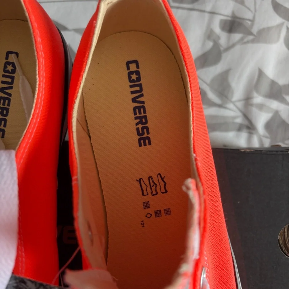 Converse Hyper Orange Low Top Chuck Taylor Sneakers with White Laces - Picture 3 of 6
